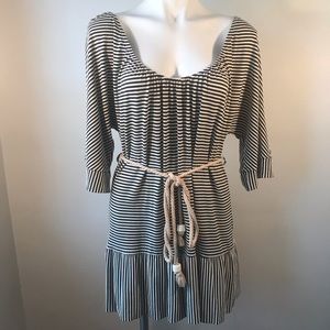 Anthropologie Hazel Dress, Stripes, Rope Bead Belt